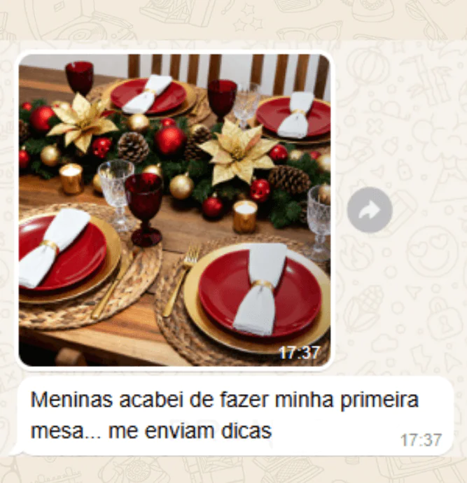 Ela montou essa mesa posta com a Lista de Links de Produtos e ficou deslumbrante!
